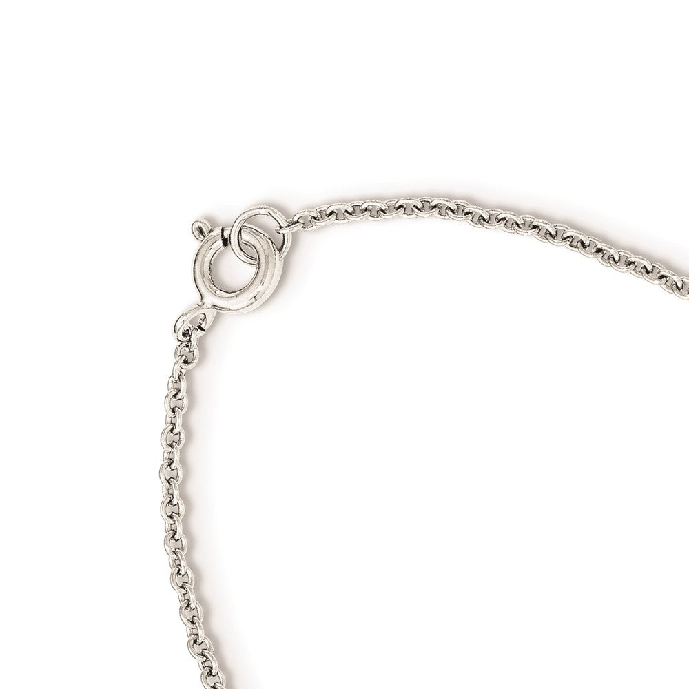 Sterling Silver Rhod-Plated Polished Cz Cross Attached Ring/Bracelet