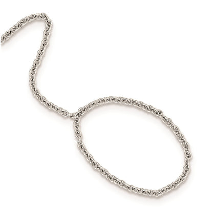 Sterling Silver Rhod-Plated Polished Cz Cross Attached Ring/Bracelet