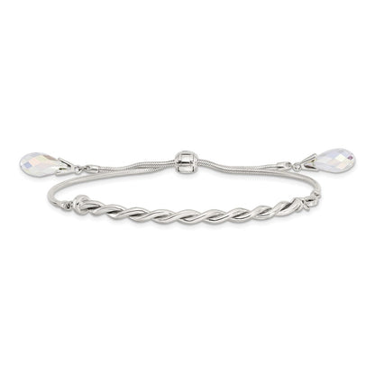 Sterling Silver Antiqued Crystal Tassel Adjustable Bracelet