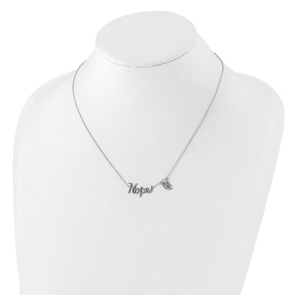 Sterling Silver Rhodium-Plated Hope W/Cz Dove Charm Necklace