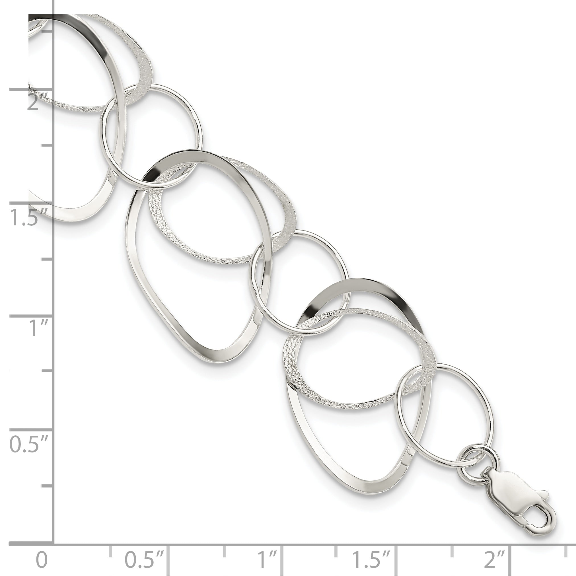 7.5 Inch Sterling Silver Polished And Textured Circle 7.5In Bracelet