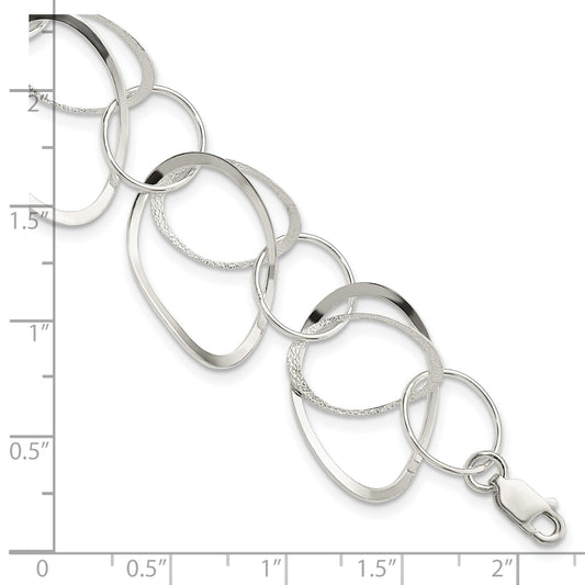 7.5 Inch Sterling Silver Polished And Textured Circle 7.5In Bracelet