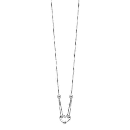 18 Inch Sterling Silver Rhodium-Plated Heart W/Box Chain Necklace