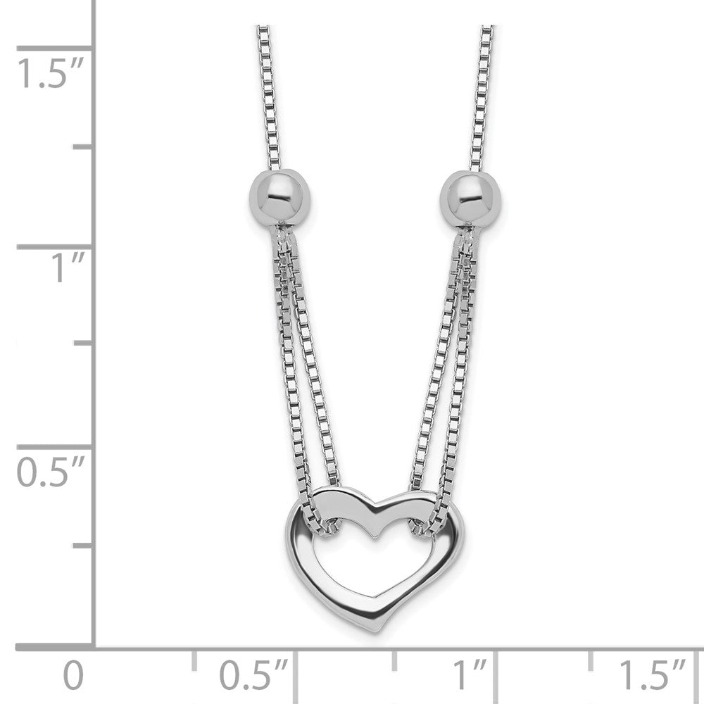 18 Inch Sterling Silver Rhodium-Plated Heart W/Box Chain Necklace