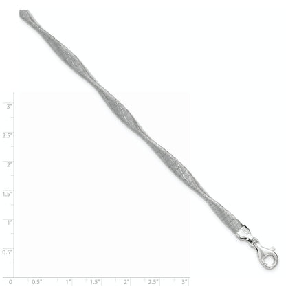 7.5 Inch Sterling Silver Polished Textured Twisted Bracelet