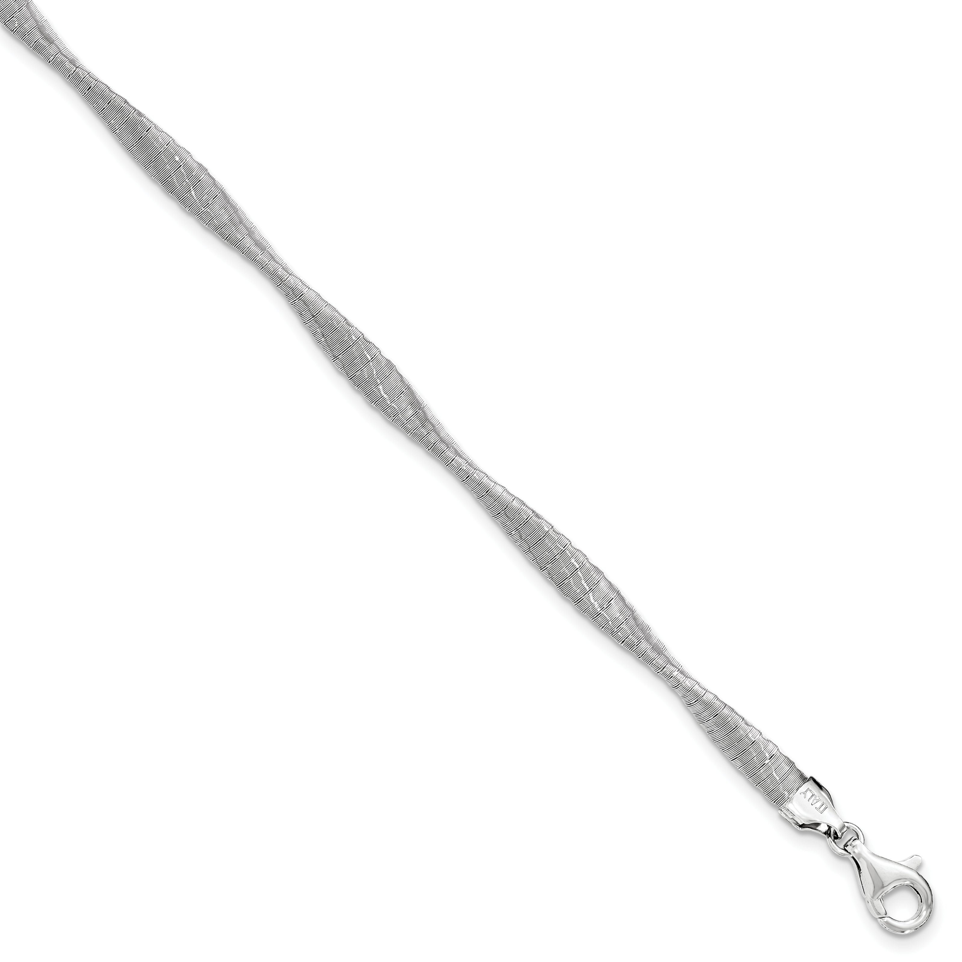 7.5 Inch Sterling Silver Polished Textured Twisted Bracelet