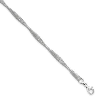7.5 Inch Sterling Silver Polished Textured Twisted Bracelet