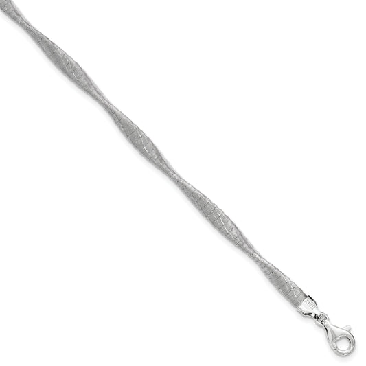 7.5 Inch Sterling Silver Polished Textured Twisted Bracelet