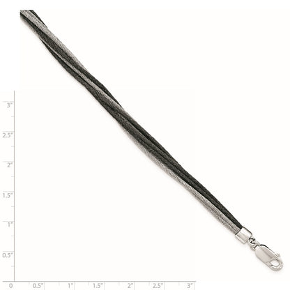 7.5 Inch Sterling Silver Black Rhodium Wire Mesh 8 Strand Bracelet