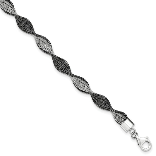 7.5 Inch Sterling Silver Polished Ruthenium Twist Bracelet