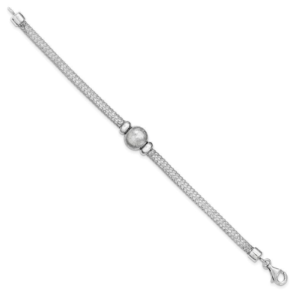 7.5 Inch Sterling Silver Polished Crystal Bracelet