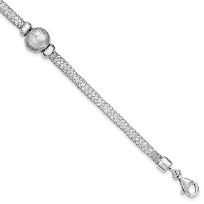 7.5 Inch Sterling Silver Polished Crystal Bracelet