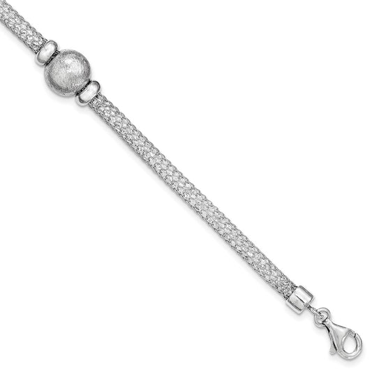 7.5 Inch Sterling Silver Polished Crystal Bracelet