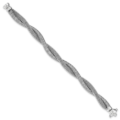 7.5 Inch Sterling Silver Twisted Mesh Bracelet
