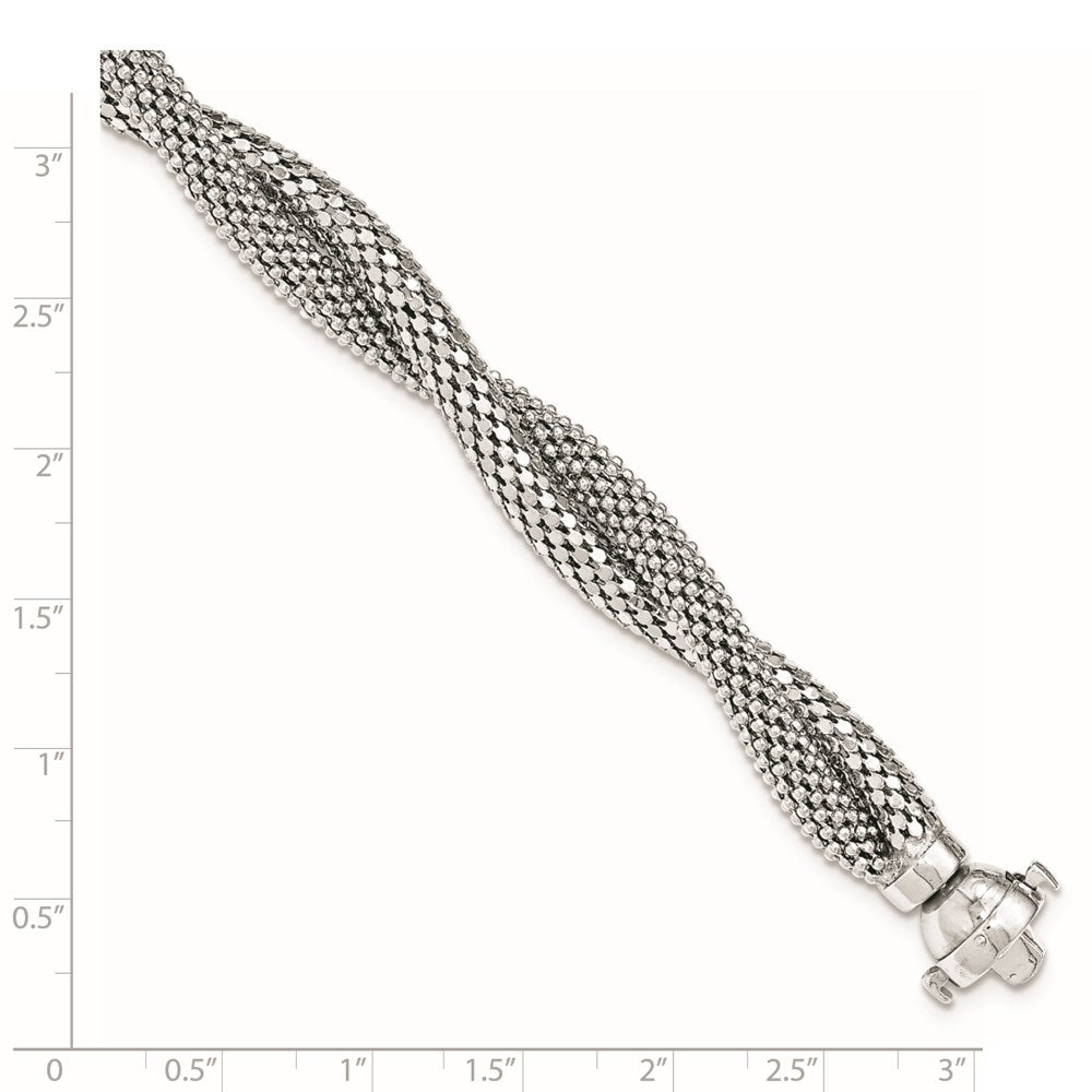 7.5 Inch Sterling Silver Twisted Mesh Bracelet