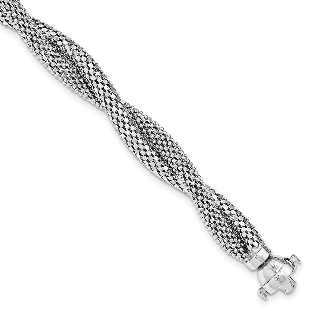 7.5 Inch Sterling Silver Twisted Mesh Bracelet
