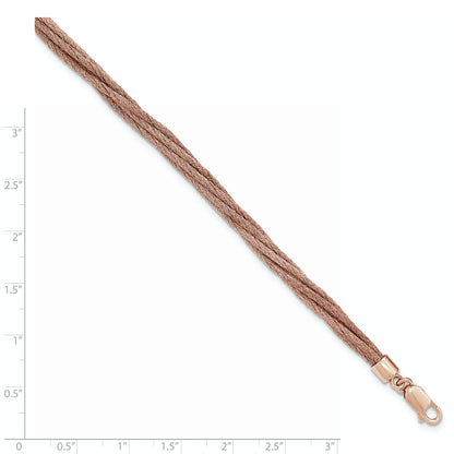 7.5 Inch Sterling Silver Rose-Tone Wire Mesh 6 Strand Bracelet