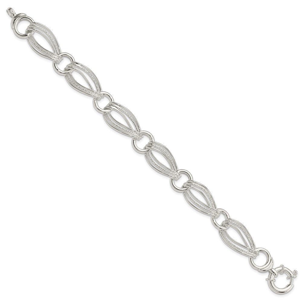 8 Inch Sterling Silver Polished And Textured Link Bracelet