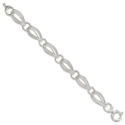 8 Inch Sterling Silver Polished And Textured Link Bracelet