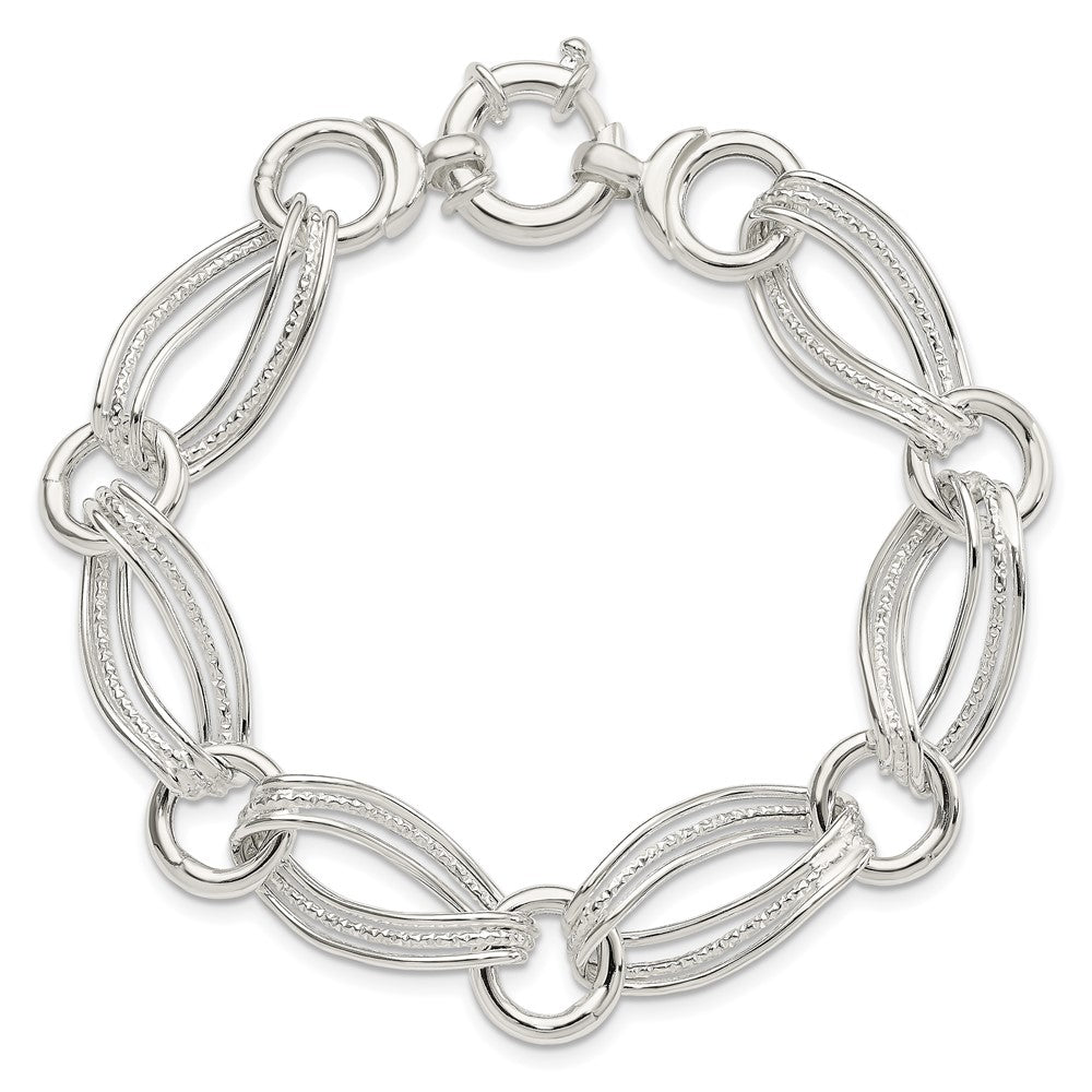 8 Inch Sterling Silver Polished And Textured Link Bracelet