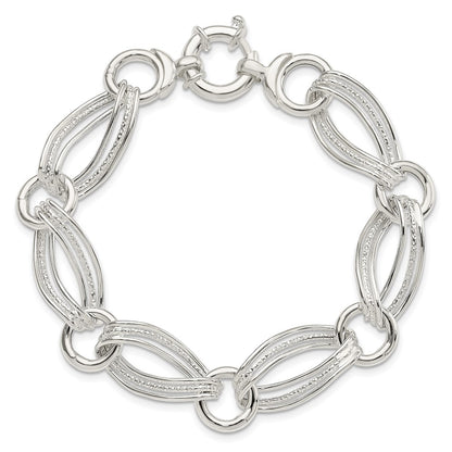 8 Inch Sterling Silver Polished And Textured Link Bracelet