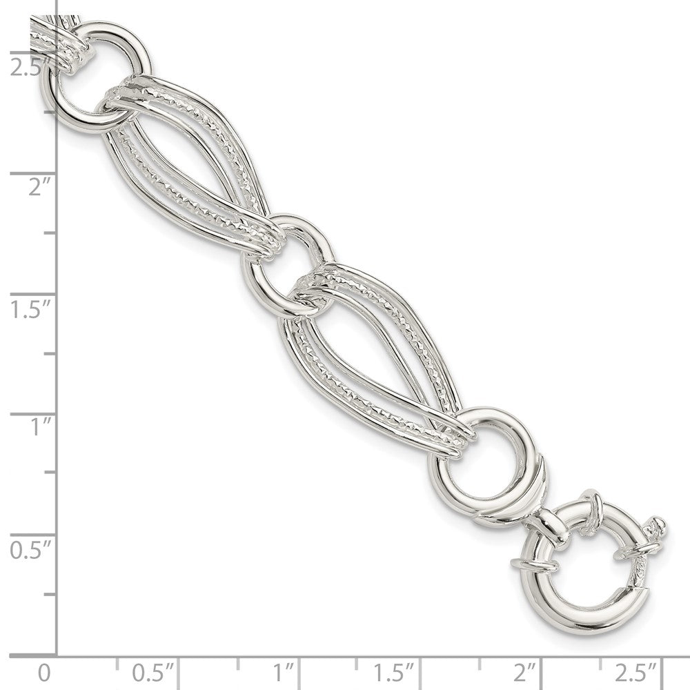 8 Inch Sterling Silver Polished And Textured Link Bracelet