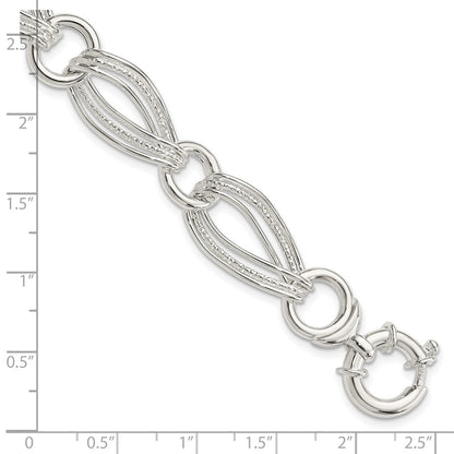 8 Inch Sterling Silver Polished And Textured Link Bracelet
