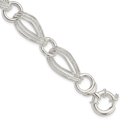 8 Inch Sterling Silver Polished And Textured Link Bracelet