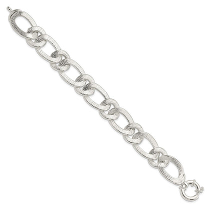 Sterling Silver Polished And Textured Link Bracelet