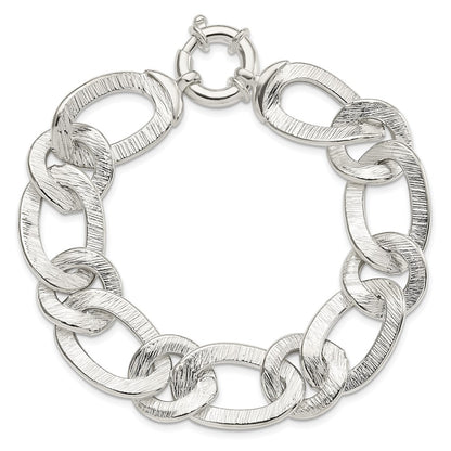 Sterling Silver Polished And Textured Link Bracelet