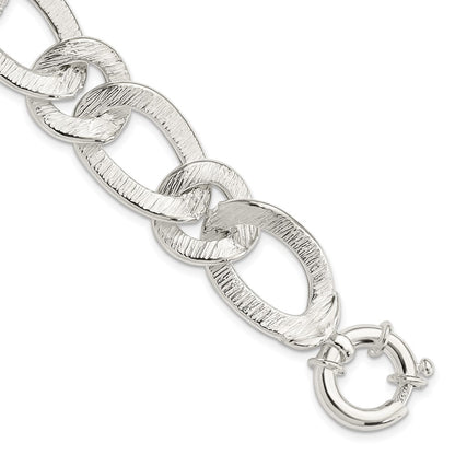 Sterling Silver Polished And Textured Link Bracelet