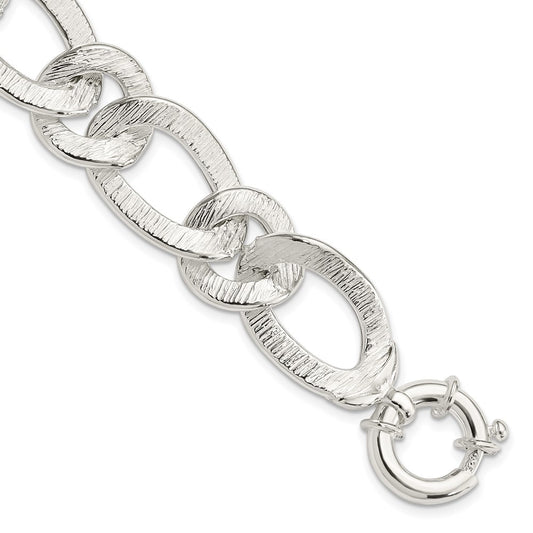 Sterling Silver Polished And Textured Link Bracelet