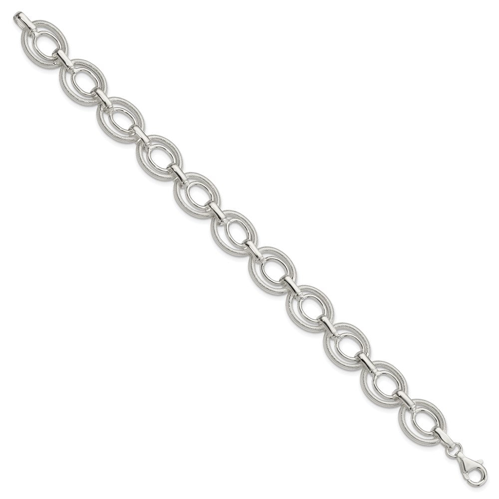 8 Inch Sterling Silver Polished And Textured Link Bracelet