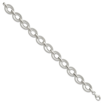 8 Inch Sterling Silver Polished And Textured Link Bracelet