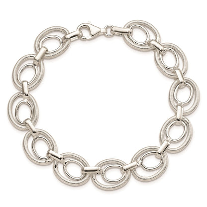 8 Inch Sterling Silver Polished And Textured Link Bracelet