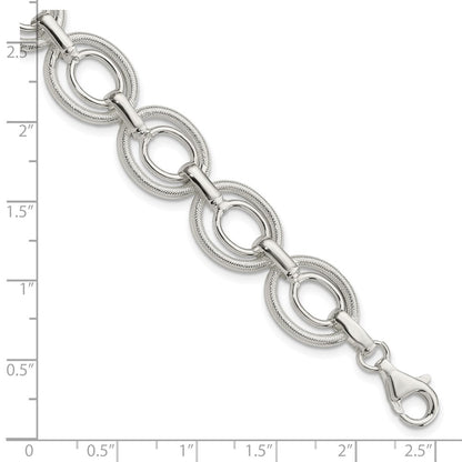 8 Inch Sterling Silver Polished And Textured Link Bracelet
