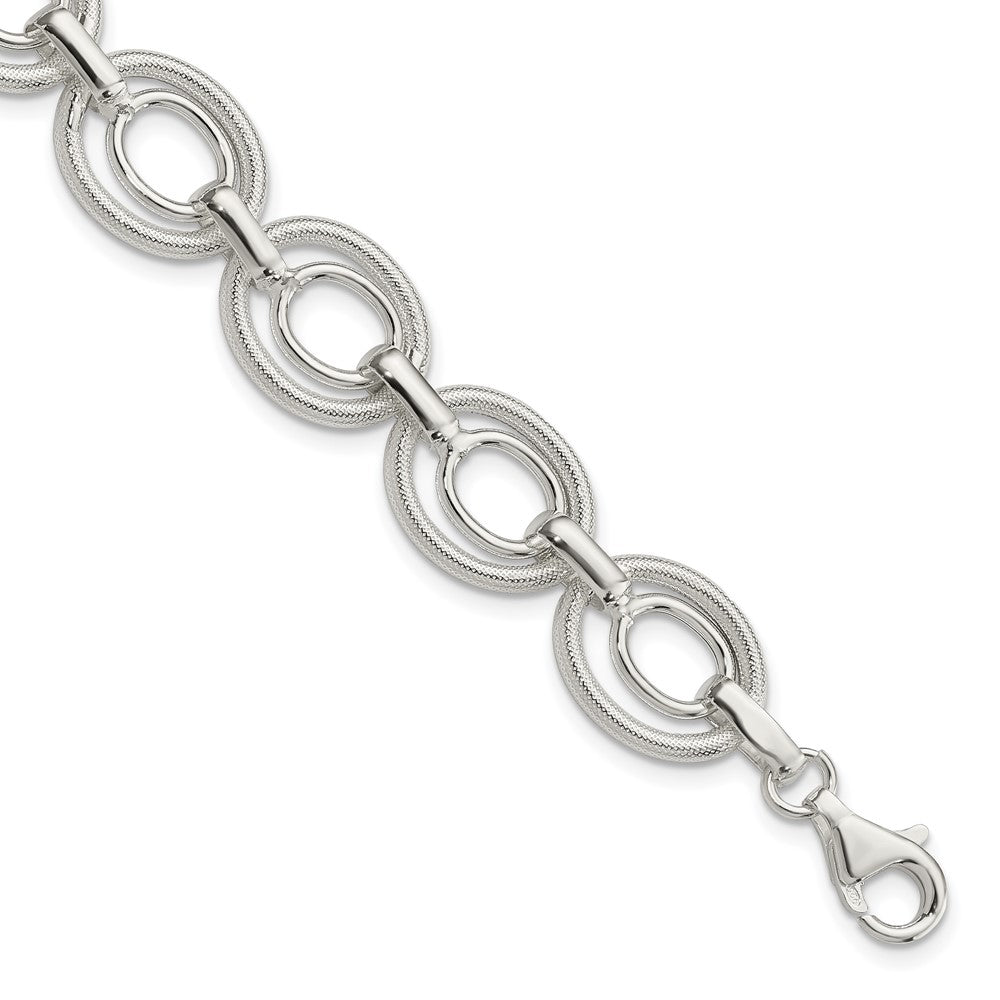 8 Inch Sterling Silver Polished And Textured Link Bracelet