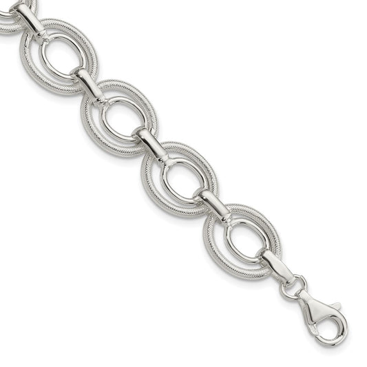 8 Inch Sterling Silver Polished And Textured Link Bracelet