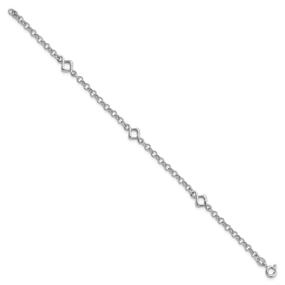 7.5 Inch Sterling Silver Rhodium-Plated Fancy Bracelet