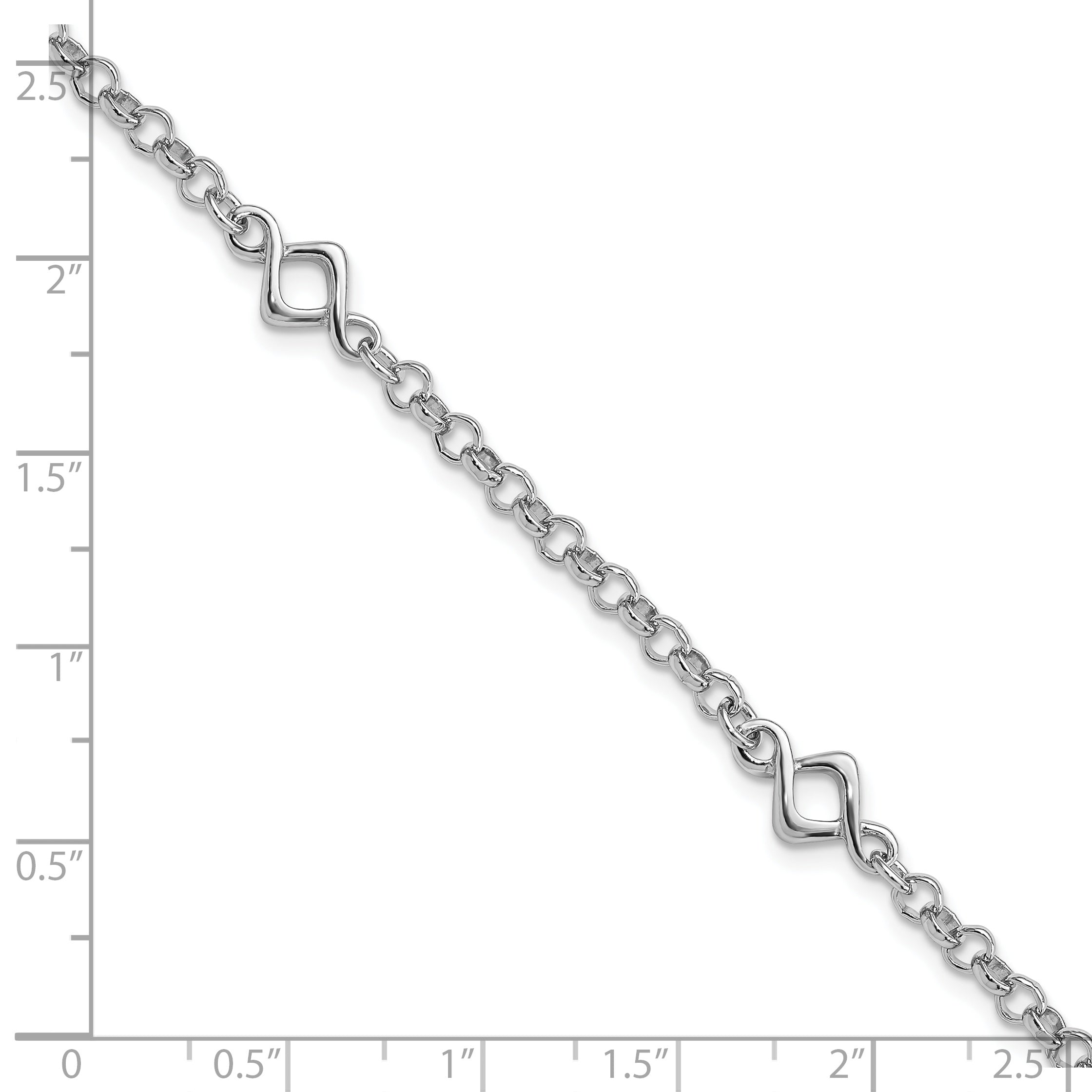7.5 Inch Sterling Silver Rhodium-Plated Fancy Bracelet