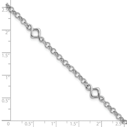 7.5 Inch Sterling Silver Rhodium-Plated Fancy Bracelet