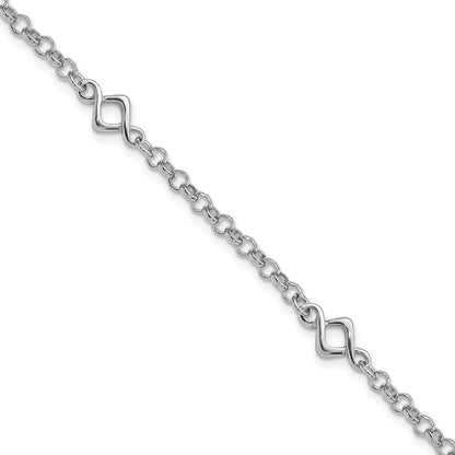 7.5 Inch Sterling Silver Rhodium-Plated Fancy Bracelet
