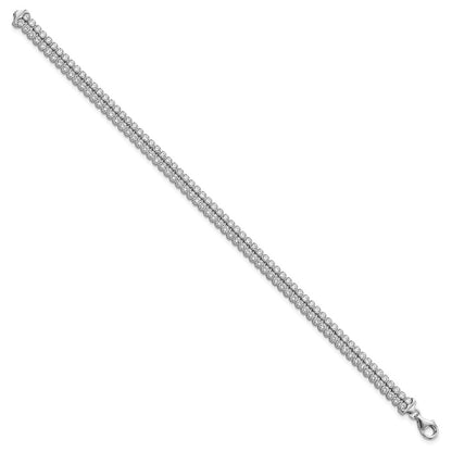 7 Inch Sterling Silver Polished Cz 2 Strand Bracelet