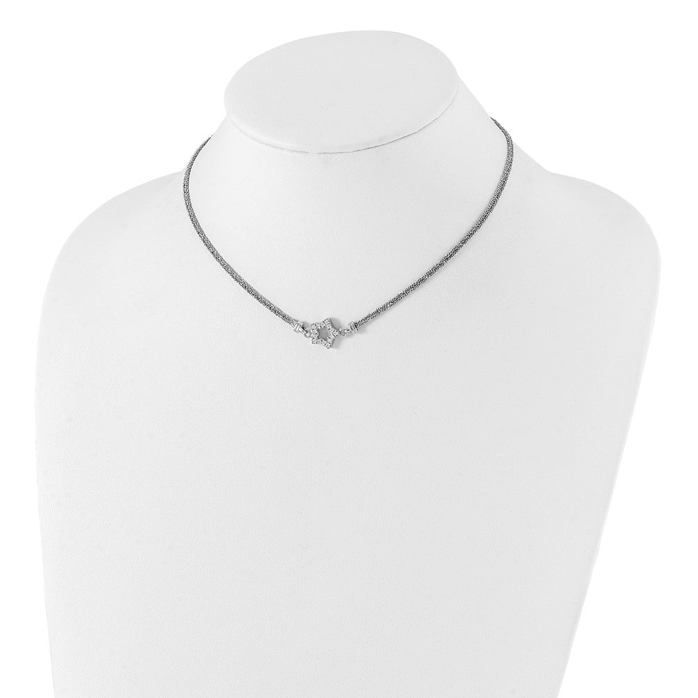 Sterling Silver Cz Star 2 Strand Diamond-Cut W/ 2In Ext Necklace