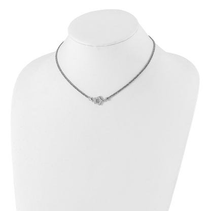 Sterling Silver Cz Star 2 Strand Diamond-Cut W/ 2In Ext Necklace