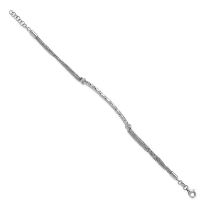 9 Inch Sterling Silver Polished Twisted Bar Multistrand W/ 1In Ext. Bracelet