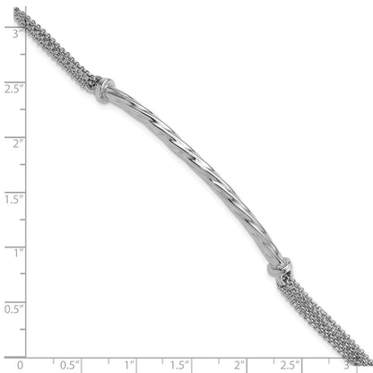 9 Inch Sterling Silver Polished Twisted Bar Multistrand W/ 1In Ext. Bracelet