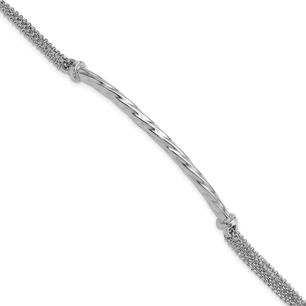 9 Inch Sterling Silver Polished Twisted Bar Multistrand W/ 1In Ext. Bracelet