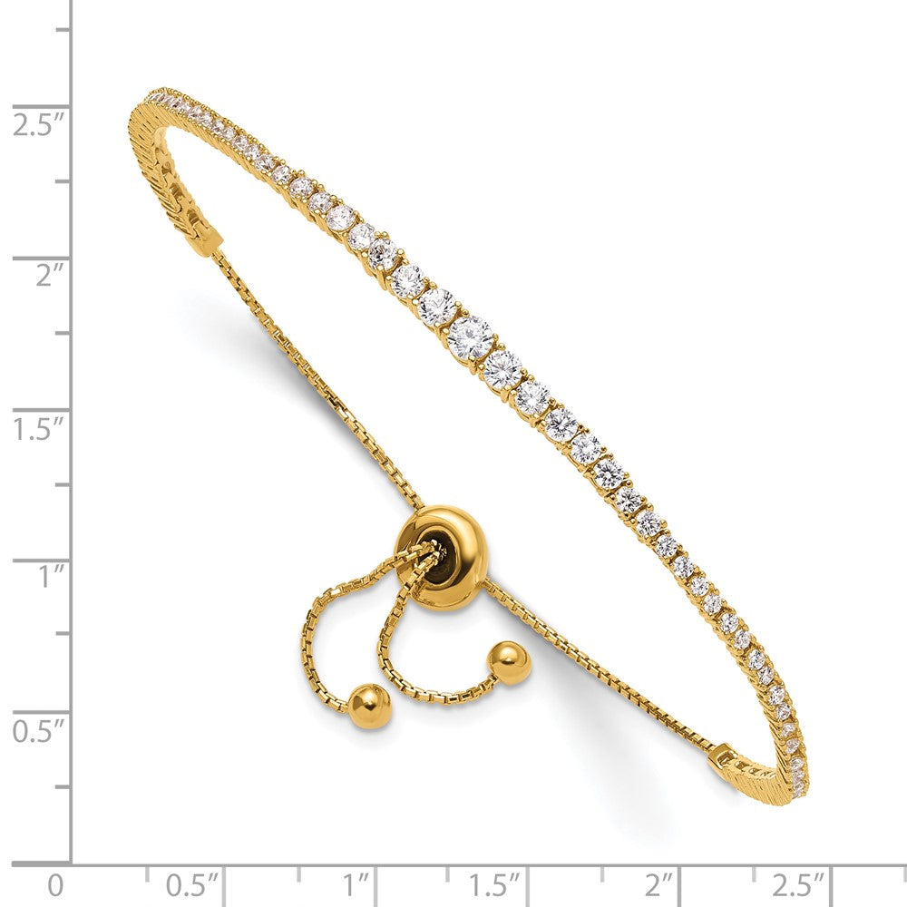 Sterling Silver Shimmer Gold-Tone Flash Gold-Plated 67 Stone Graduated Cz Adjustable 5 Inch Up To 9 Bracelet