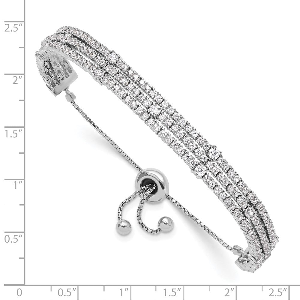 Sterling Silver Shimmer Rhodium-Plated 205 Stone Cz Adjustable 5 Inch Up To 9 Bracelet